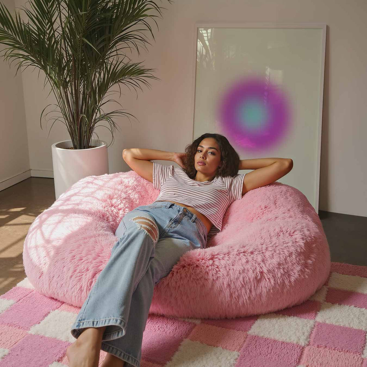 Zachte Regenboog Vibes – rustgevende wandkunst als portret poster