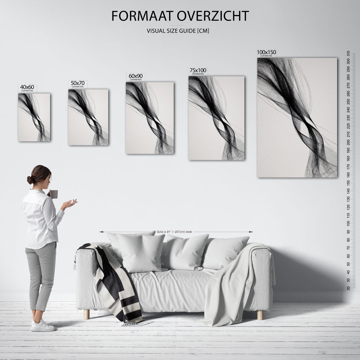 Dynamische lijnen – staande wanddecoratie van WallArtistic