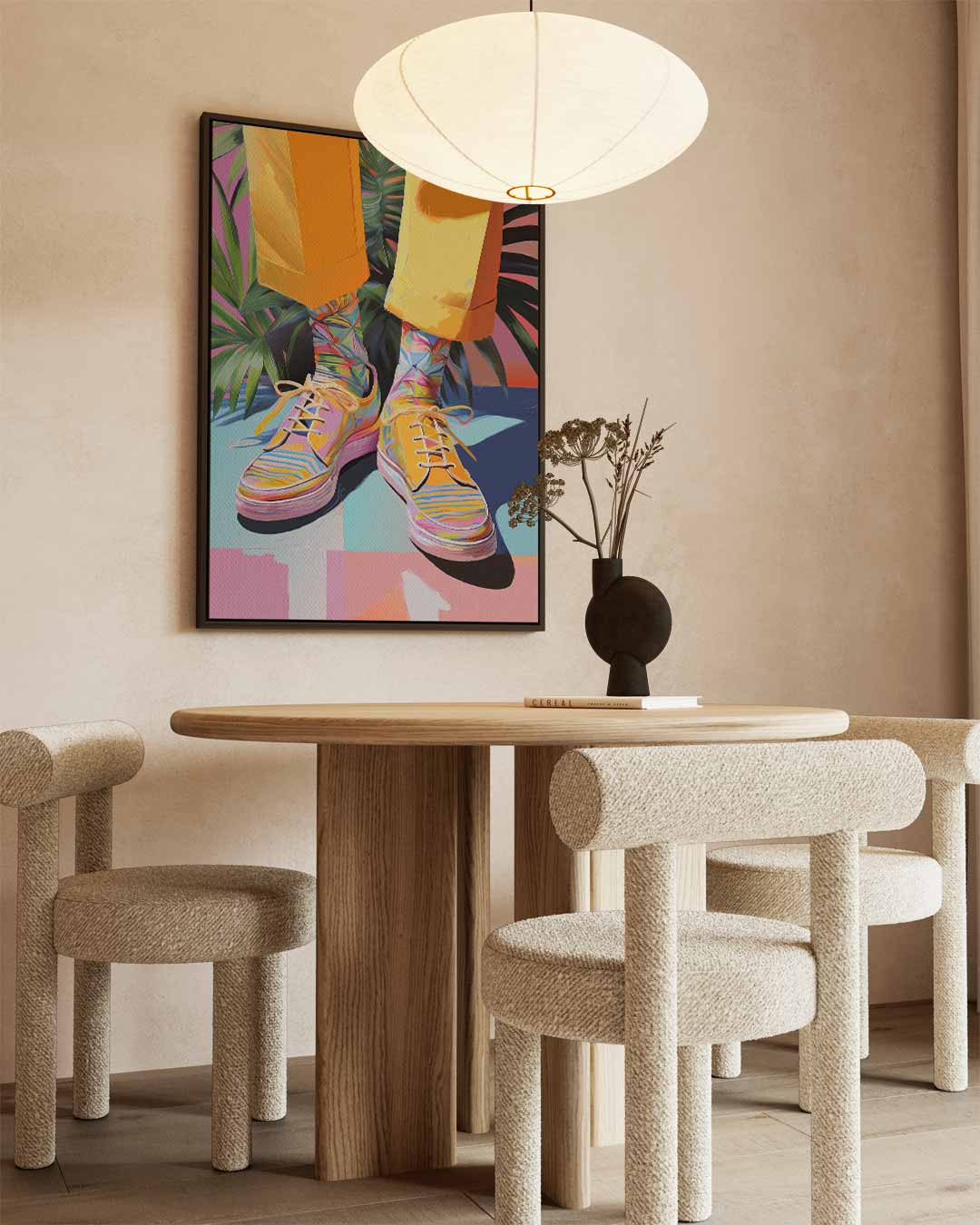 Kleurrijke Sneaker Vibes – dibond wanddecoratie in staand formaat