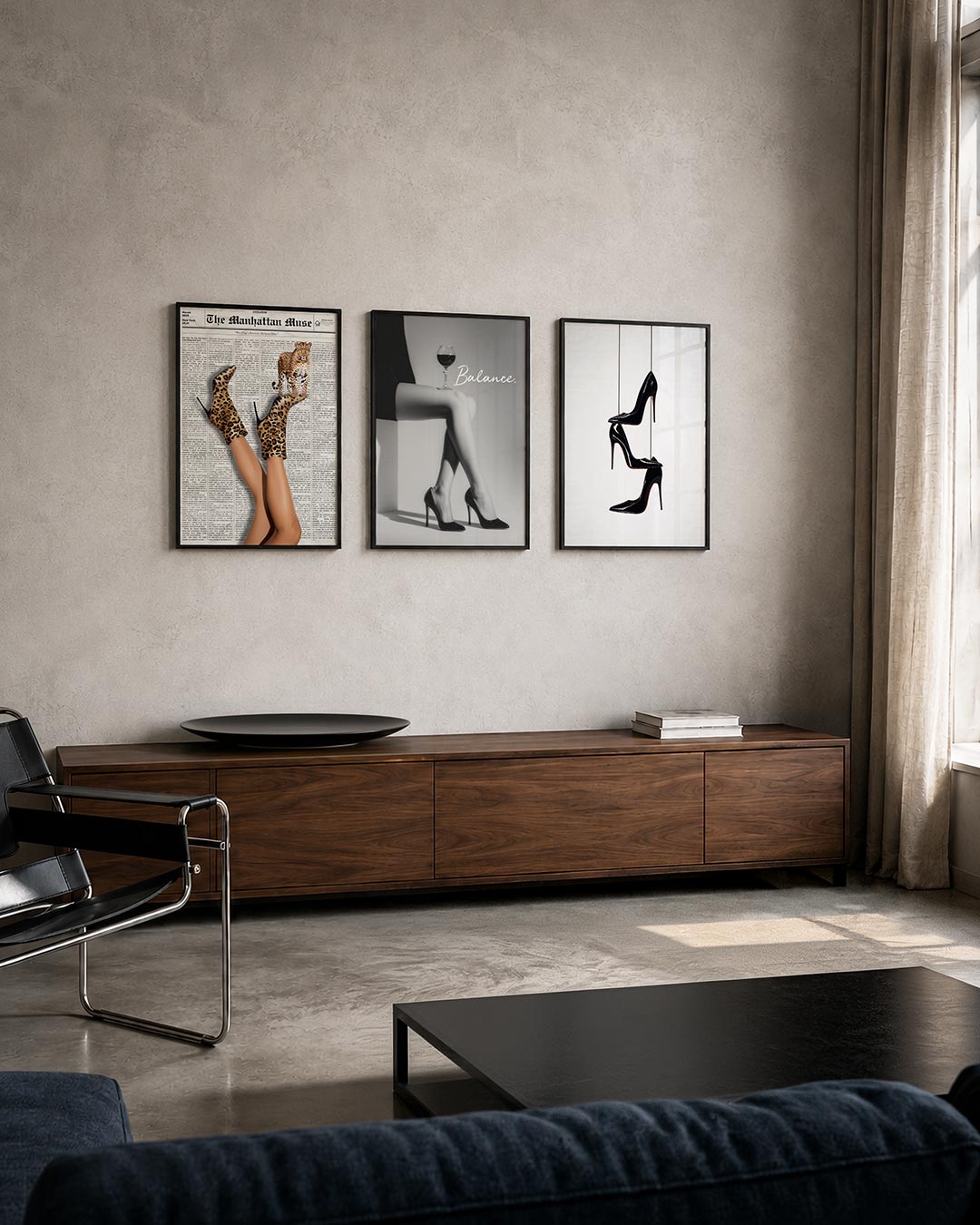Dierenprint en elegantie posterset – tweede productweergave – deze driedelige postercombinatie toont een opvallende mix