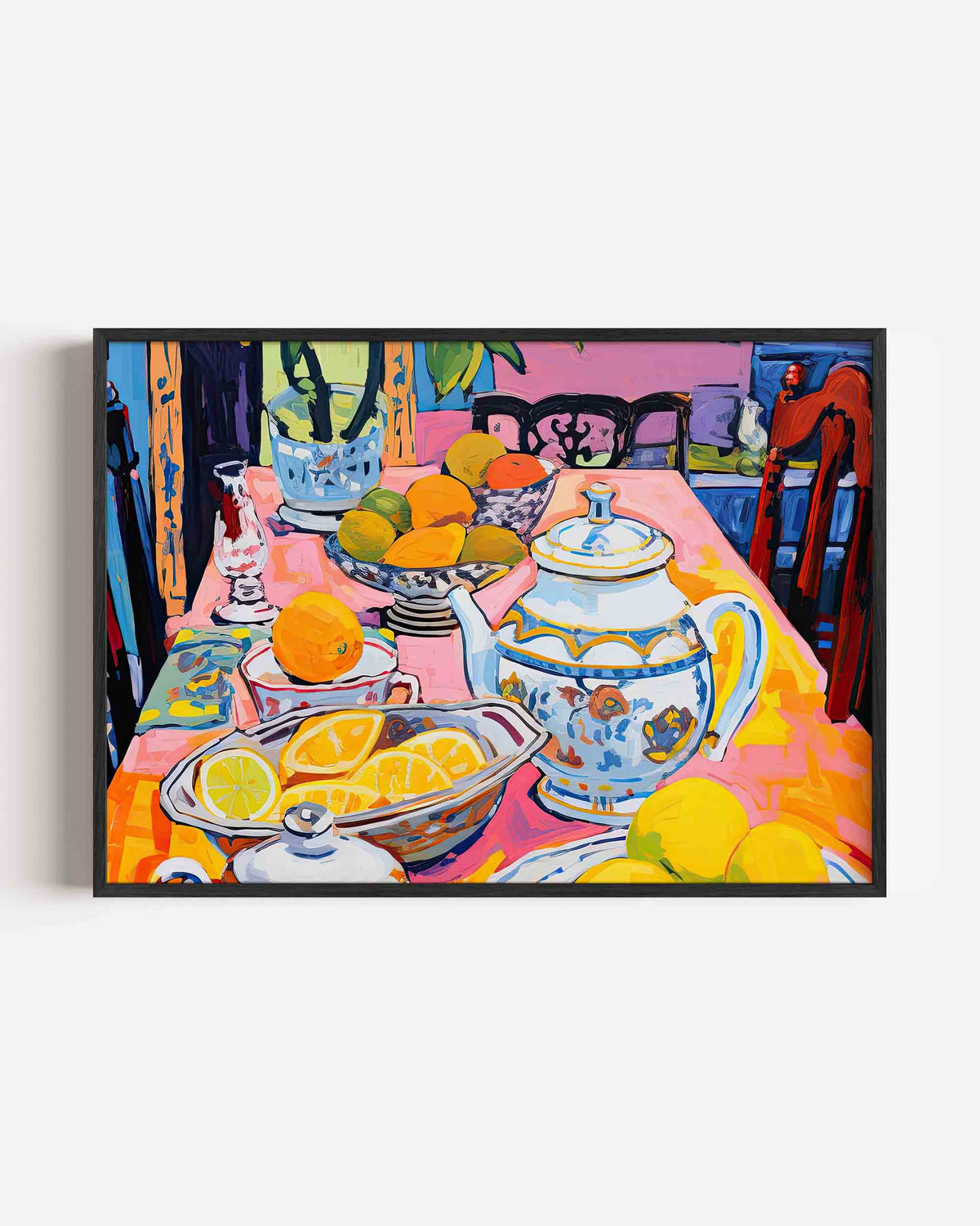 Fruit en theepot op tafel – keuken landscape poster als wanddecoratie