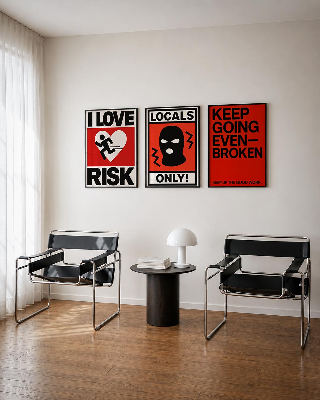 Dynamisch lijnenspel driedelige posterset – deze posterset in drie delen toont een speelse combinatie