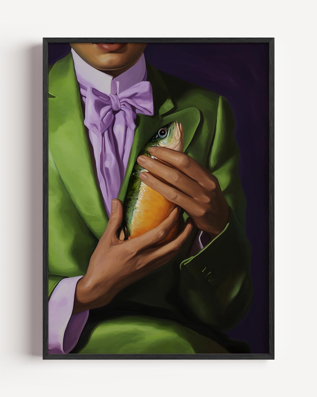Stijlvolle Elegantie: Groene Creatieve Expressie – moderne portret poster als wanddecoratie