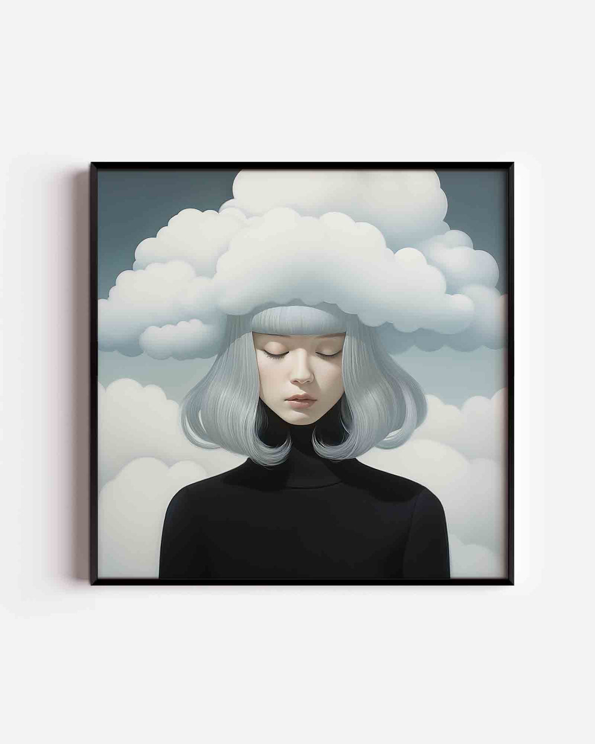 Vrouw met wolken – vrouwelijk portret als vierkante poster