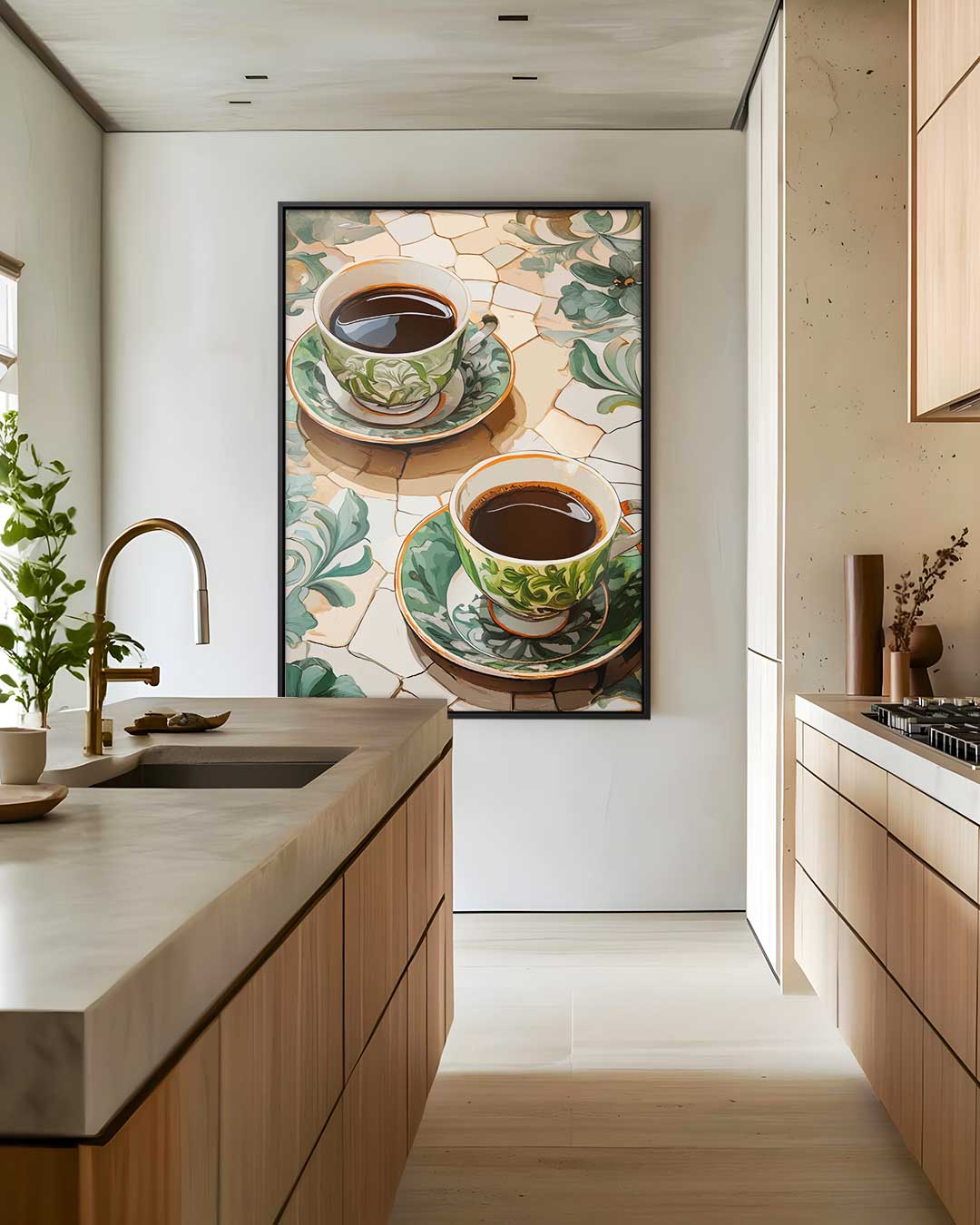 Gezellige Koffiepauze Kunstwerk – staand kunstwerk voor modern interieur