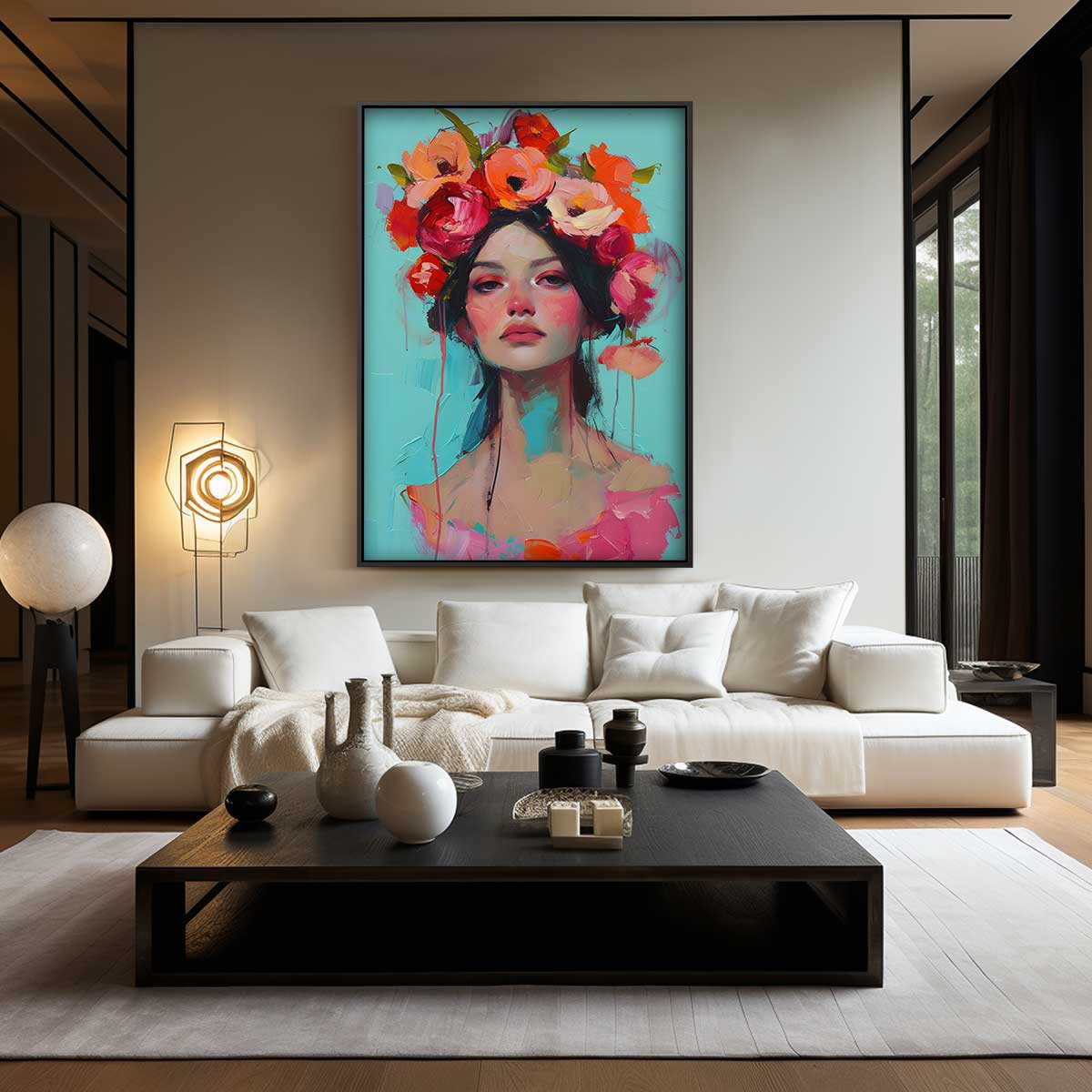 Bloemige Portretpracht – canvas wanddecoratie in portret formaat