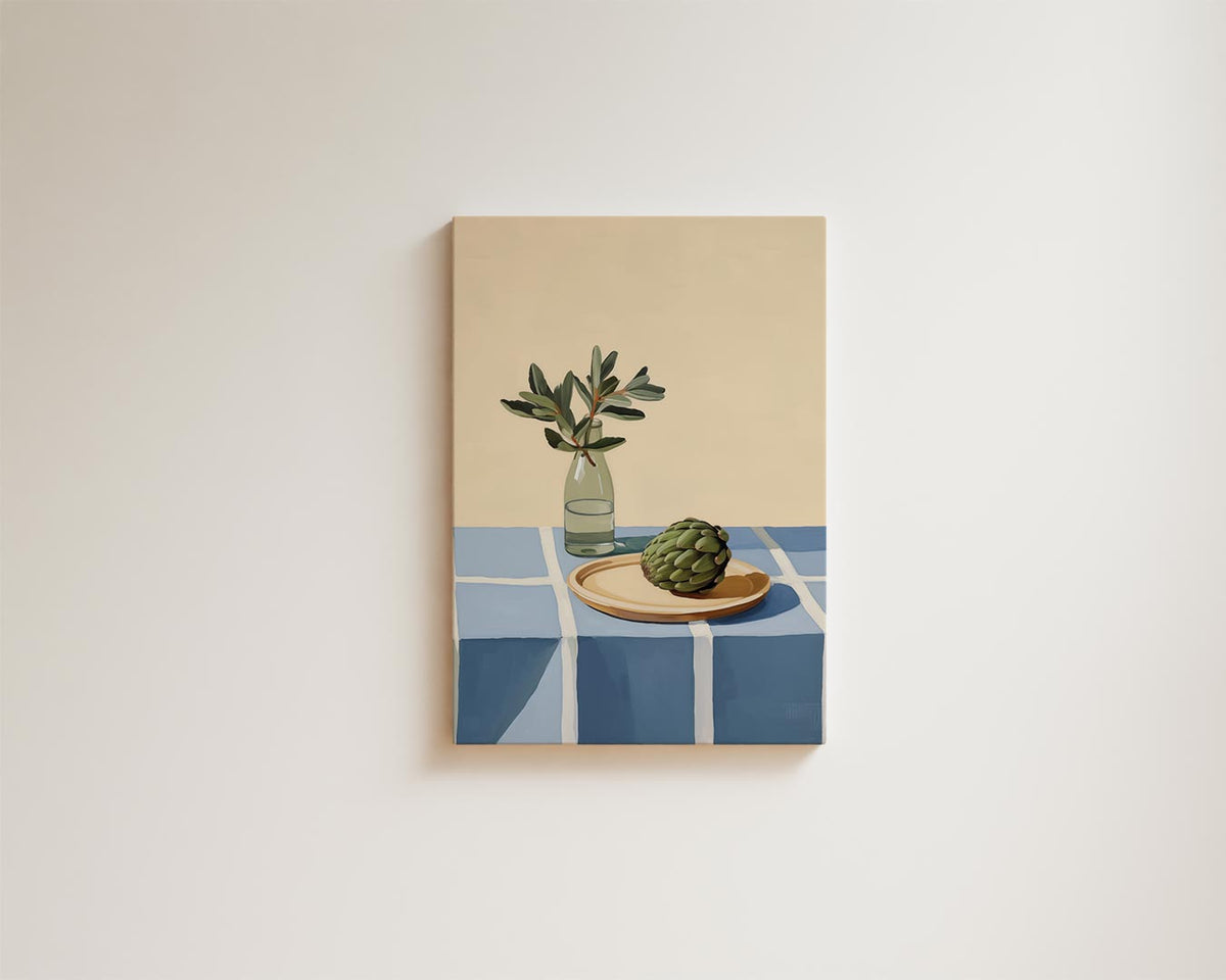 Stilleven met Artisjok en Fles – modern portret kunstwerk van WallArtistic