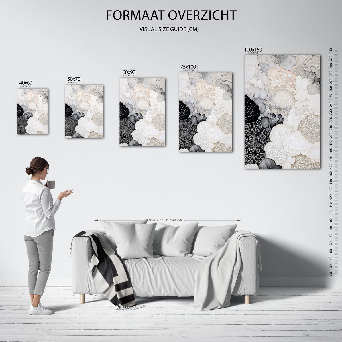 Organische vormen compositie – staand wanddecoratie kunstwerk