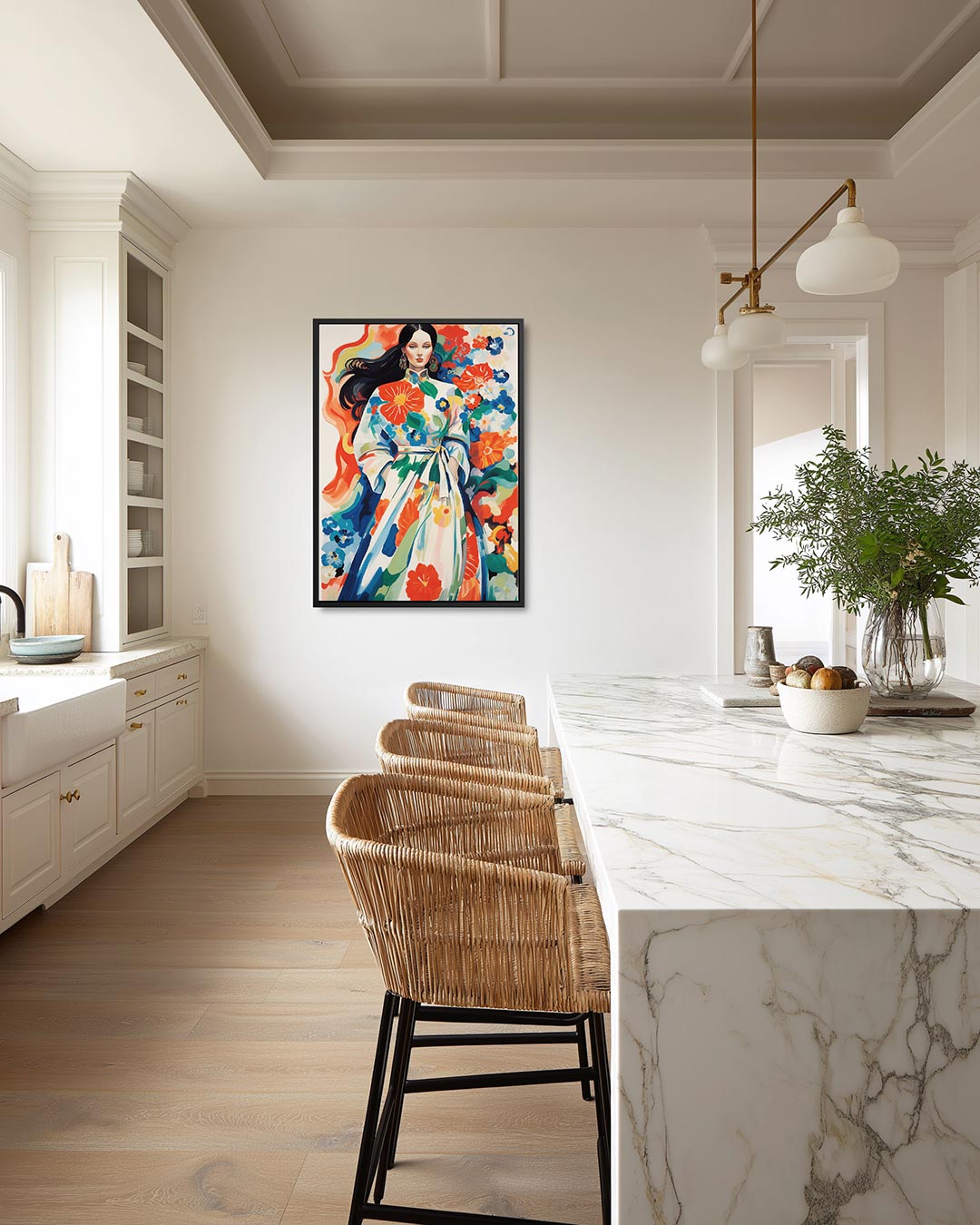Vrouw in bloemen – staand wanddecoratie kunstwerk