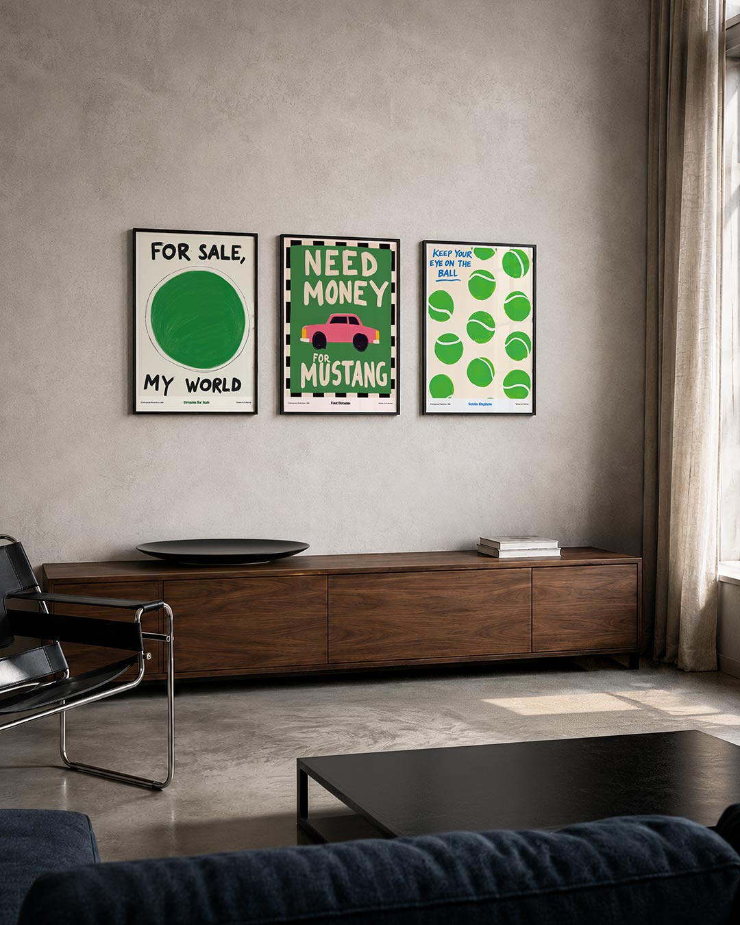 Groene cirkel posterset – tweede productweergave – een grote groene cirkel in het midden, omlijnd met een