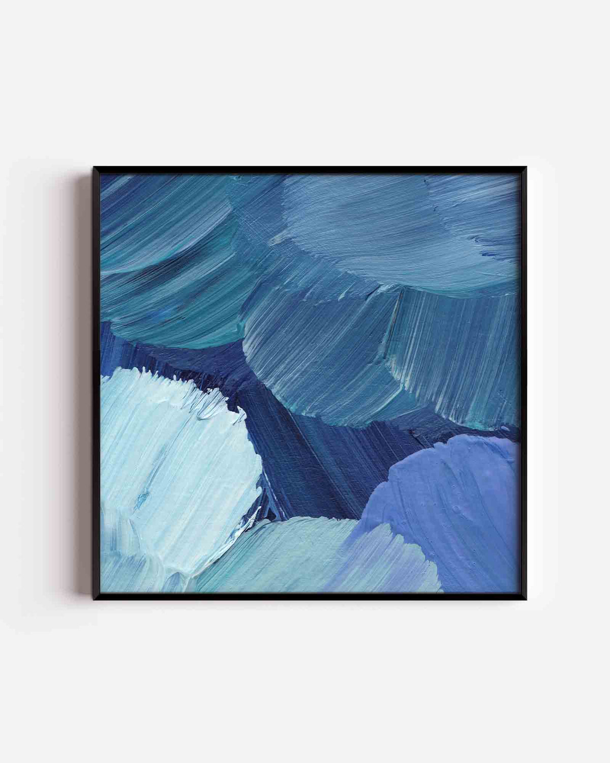 Blauwe penseelstreken – schilderkunst vierkante poster als wanddecoratie