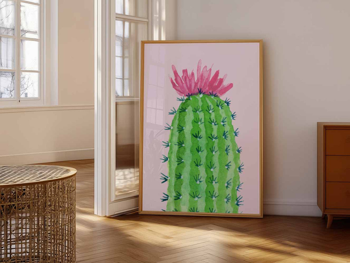 Cactus met Bloem – vrolijke paasillustratie als portret poster