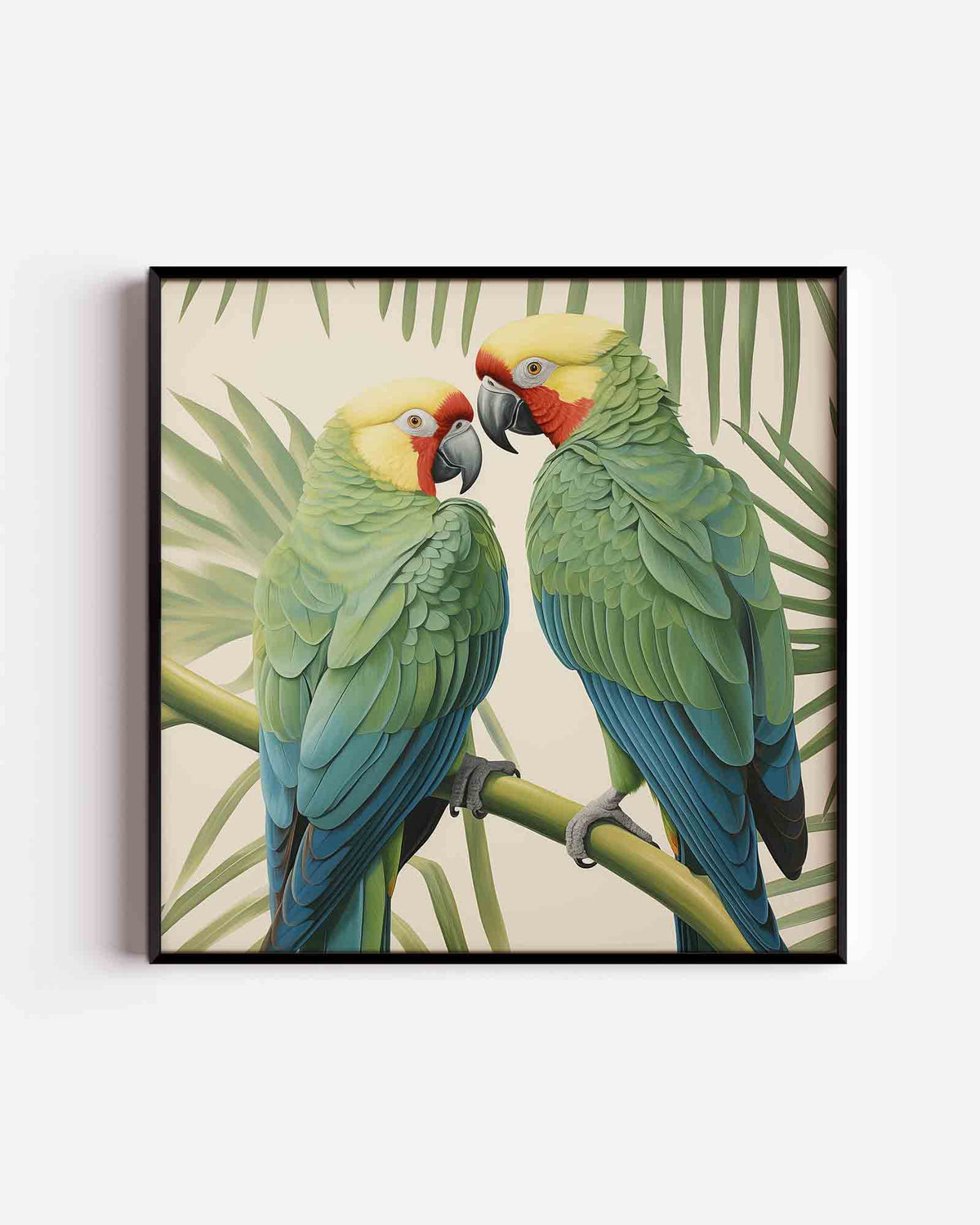 Twee papegaaien – jungle vierkante poster als wanddecoratie