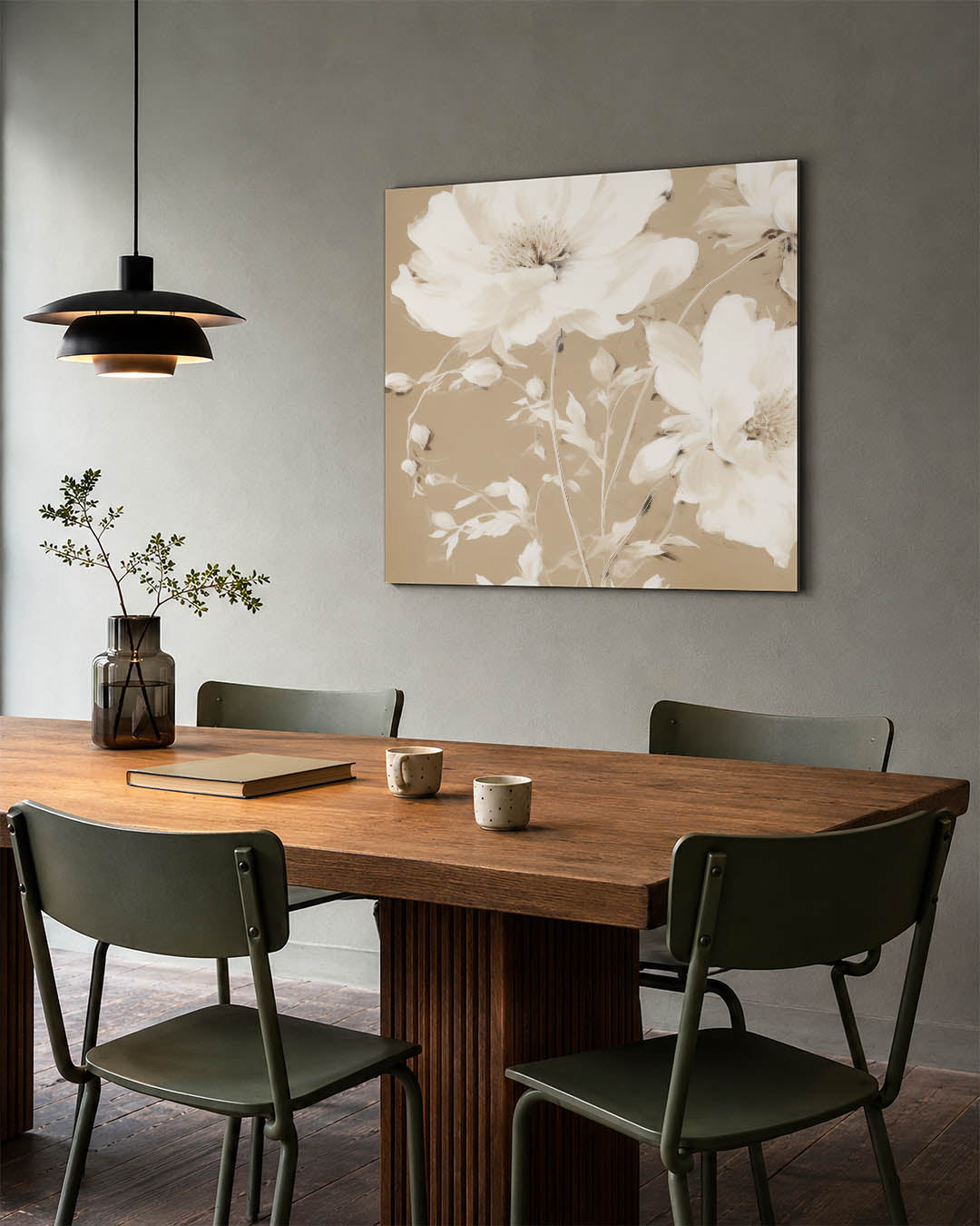 Bloemrijke elegantie kunstwerk – tweede productweergave – dit kunstwerk toont delicate bloemen in zachte tinten, met