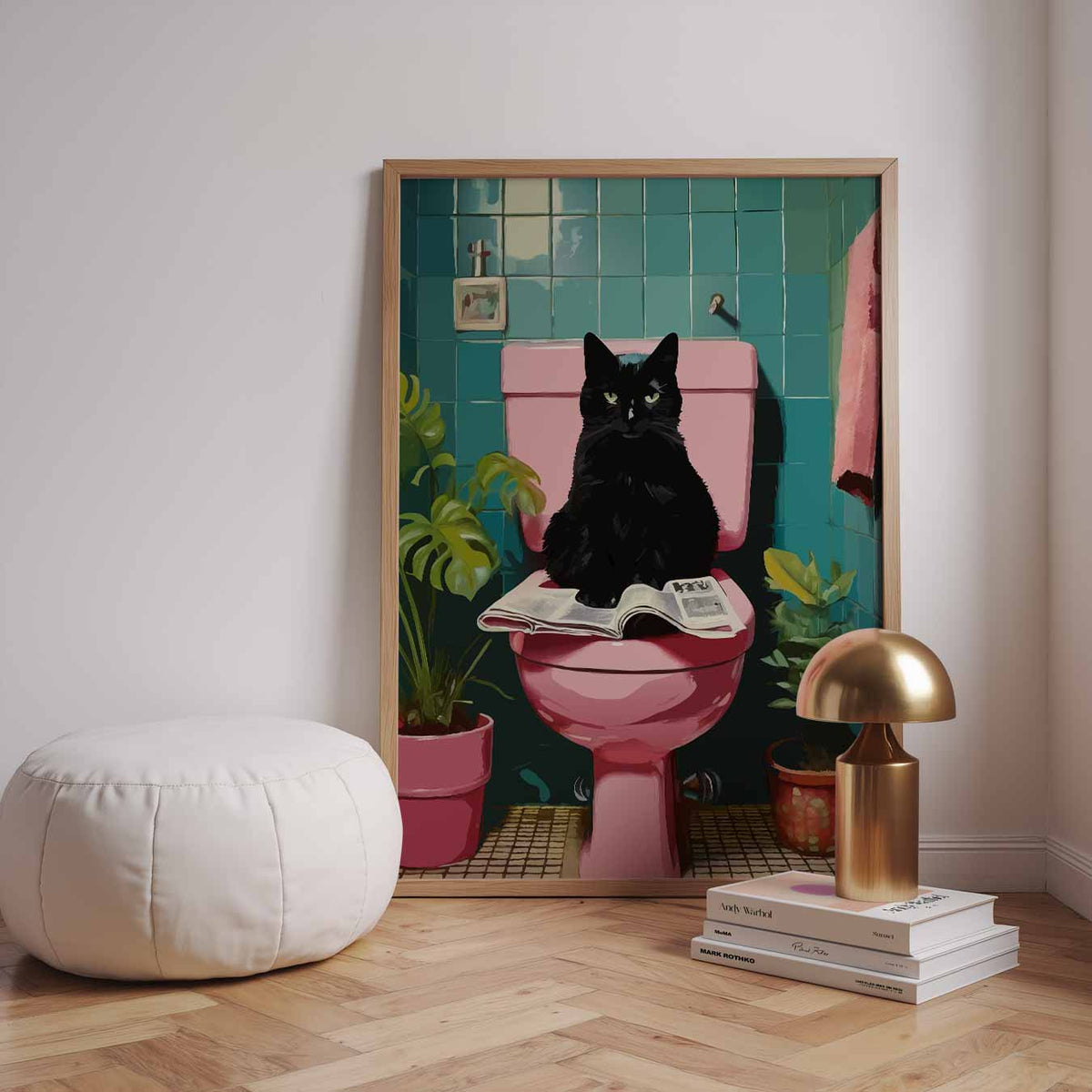 Kat op Toilet – dieren poster in staand formaat