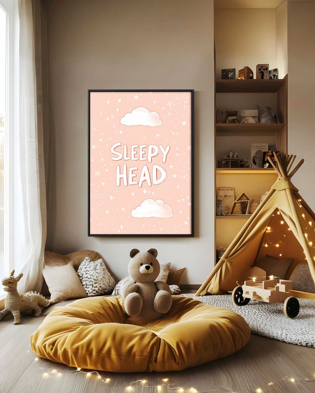 Dromerige Wolken en Sterren Poster – staand kunstwerk voor modern interieur