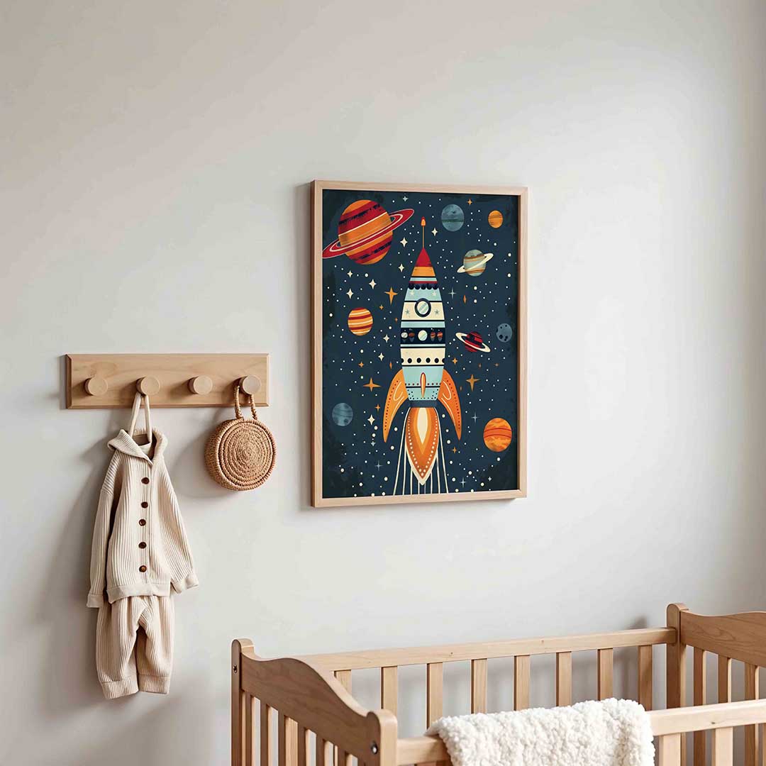 Raket en planeten – kinderposter in staand formaat