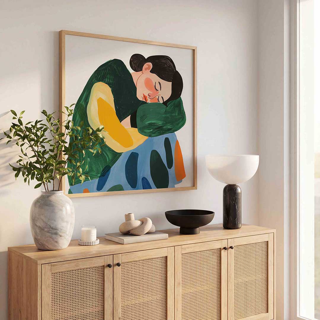 Slapende vrouw – kunst en design poster in vierkant formaat
