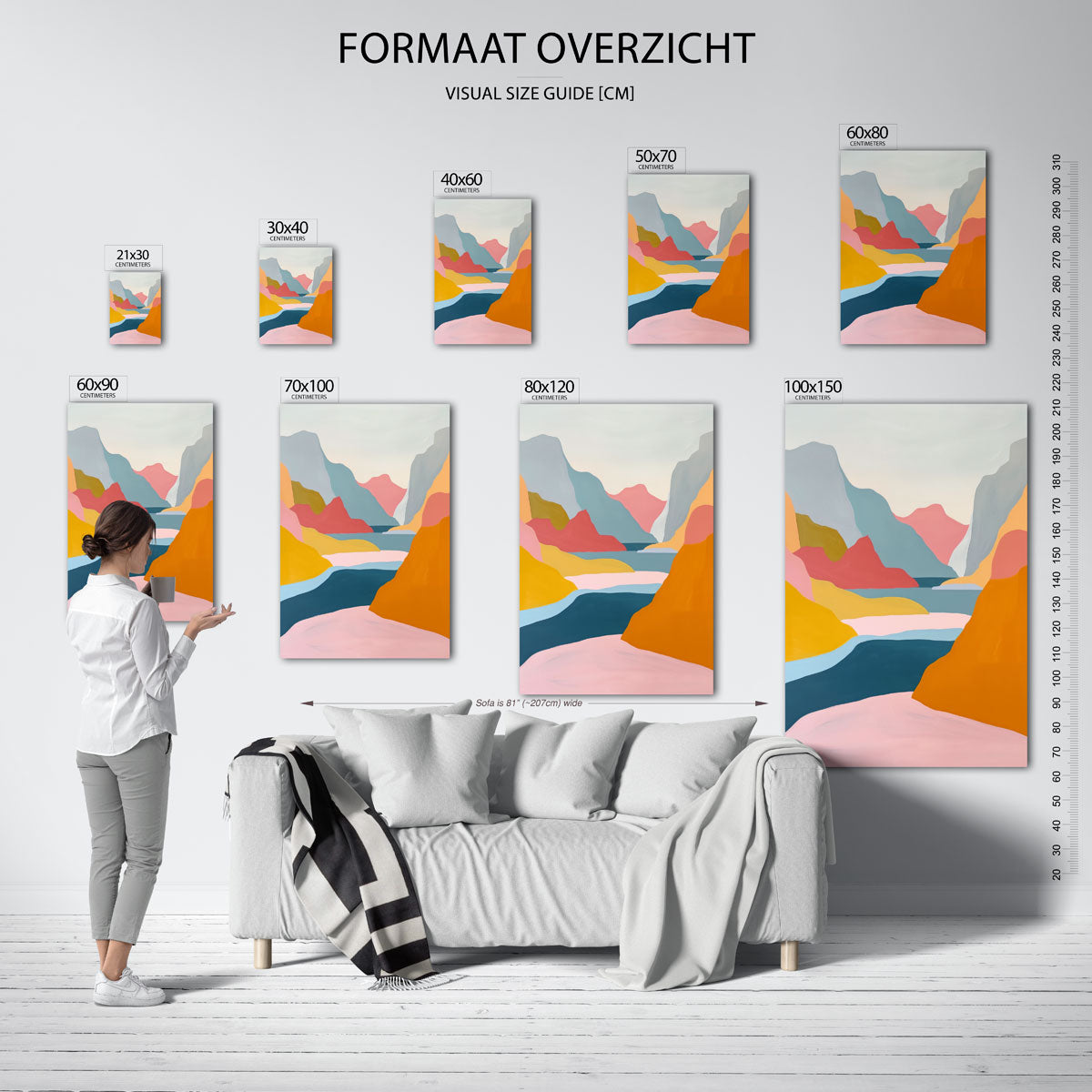 Kleurrijke bergen – staande muurposter met hedendaagse illustratie