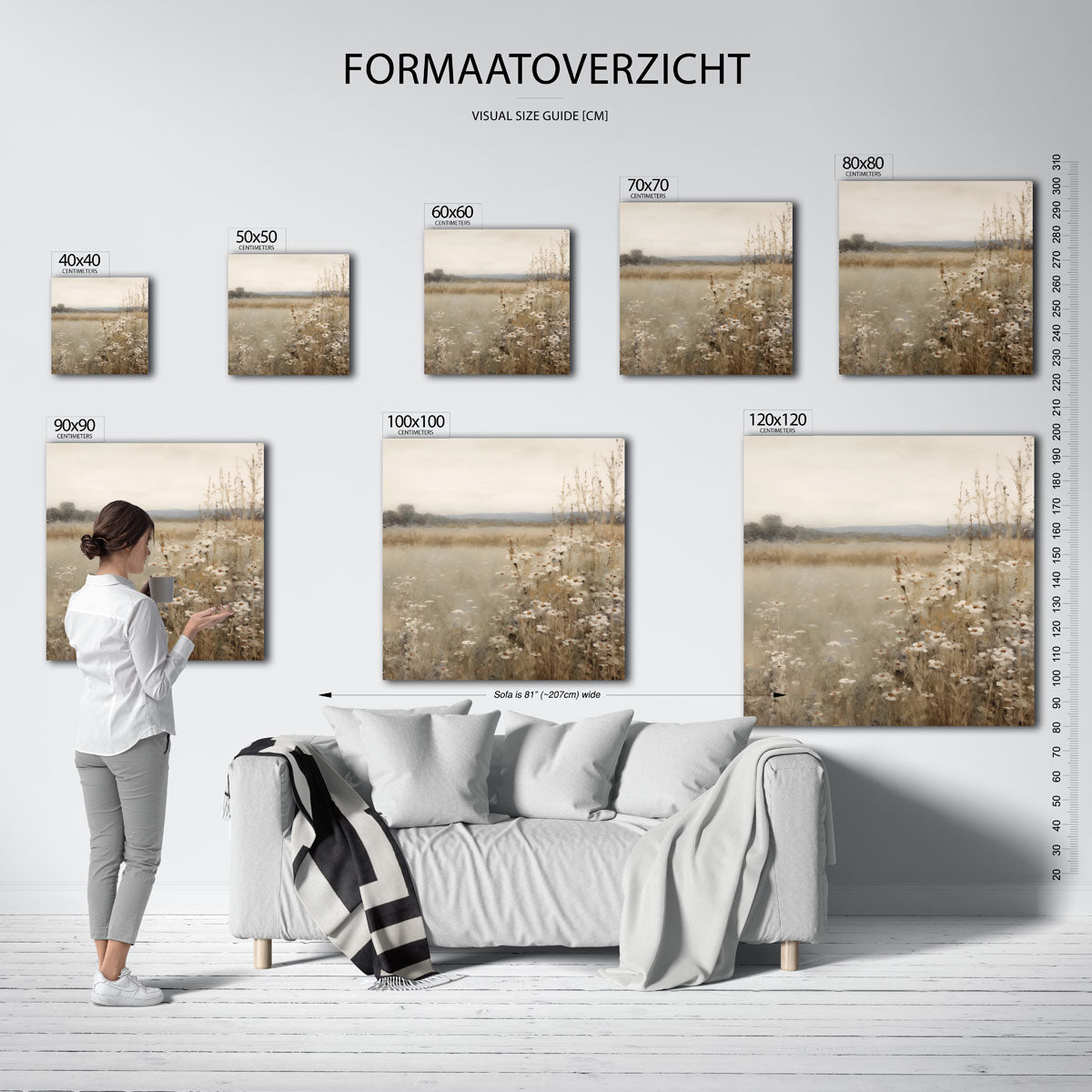 Wilde bloemen veld – vierkante muurposter met kleurrijke vormen