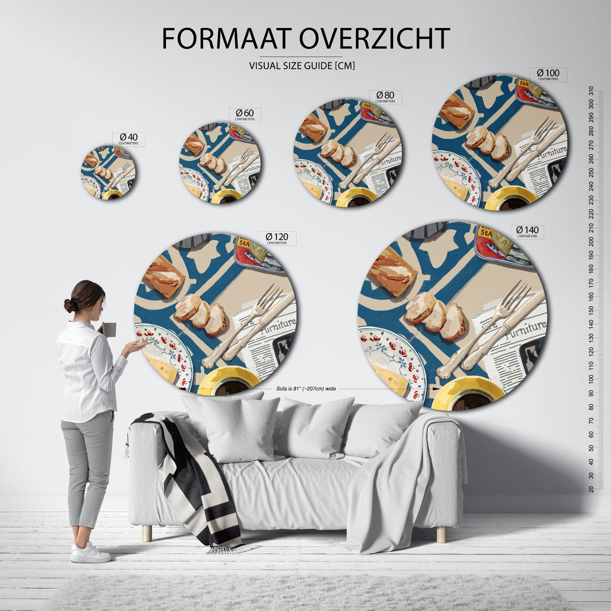Ontbijt tafel – abstracte wandkunst als muurcirkel van WallArtistic