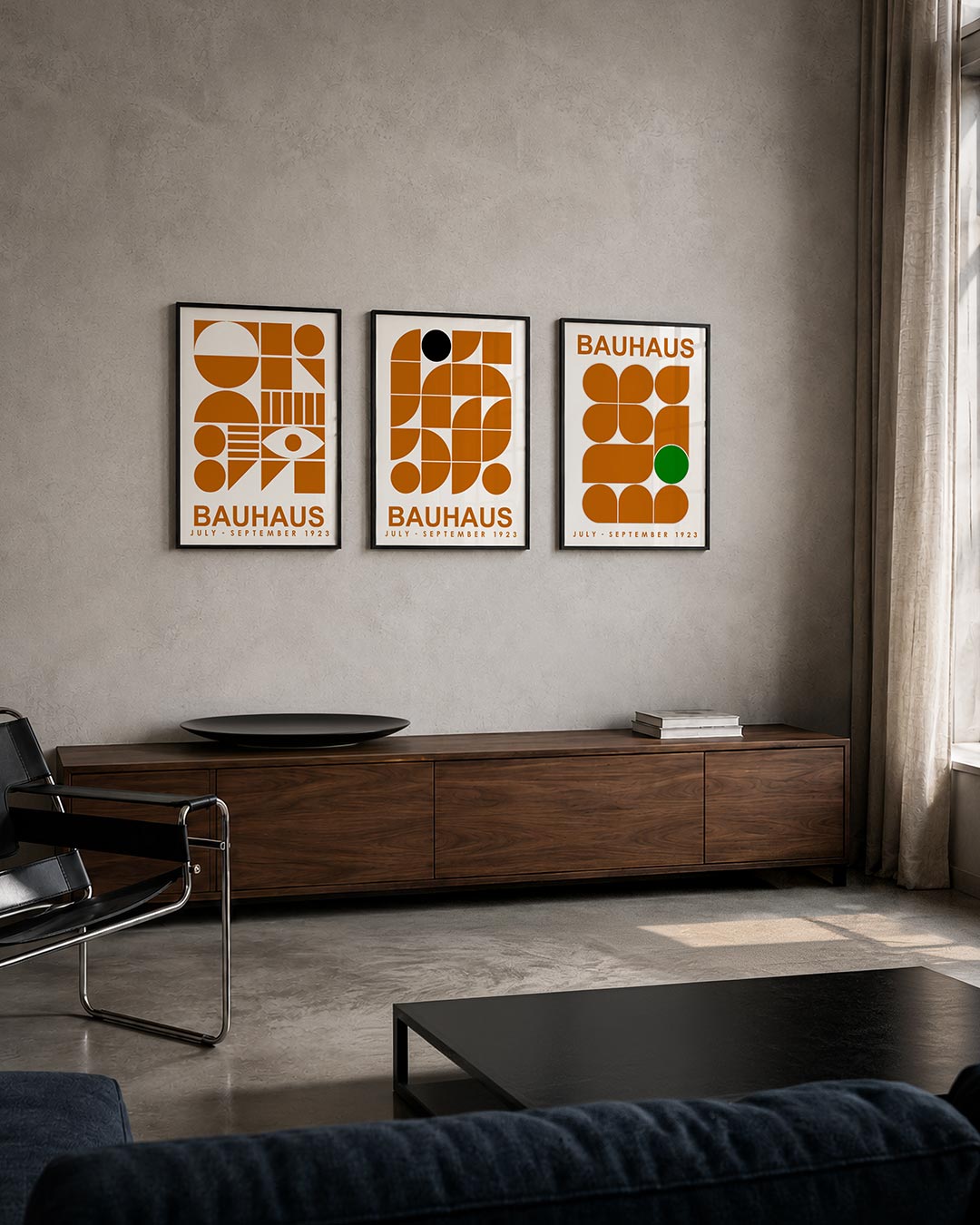 Vormen en vlakken posterset – tweede productweergave – deze posterset in drie delen toont een speelse mix van cirkels, halve