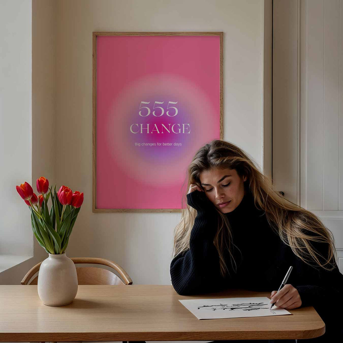 Inspirerende 555 Veranderingen – mindful poster als rustige wanddecoratie