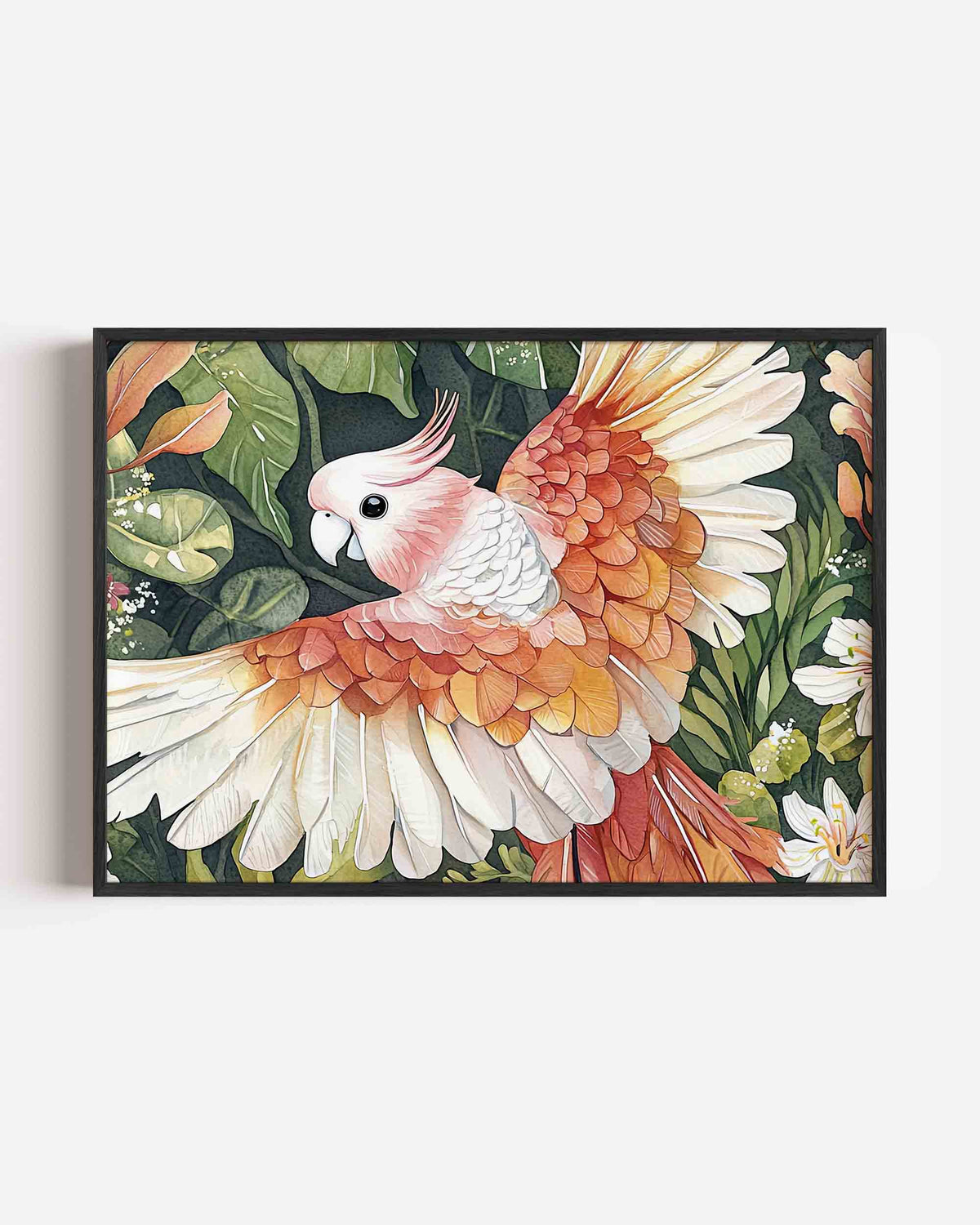 Papegaai met bladeren – dieren landscape poster als wanddecoratie