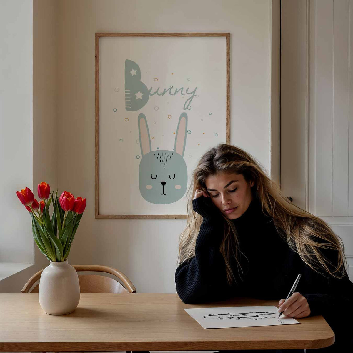 Schattige Konijnenposter – staande muurposter voor de kinderkamer