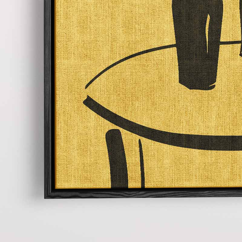 Lijnkunst Stillleven op Gele Achtergrond – canvas wanddecoratie in portret formaat