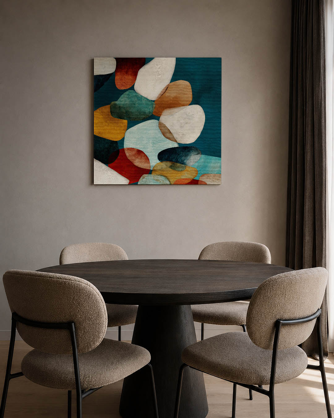 Organische vormen compositie kunstwerk – tweede productweergave – dit werk toont een verzameling overlappende, organische