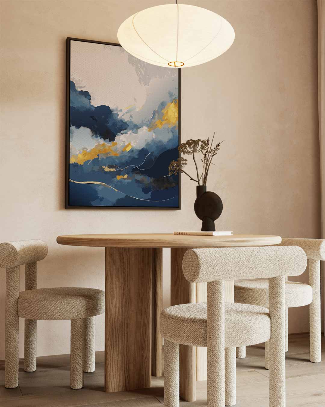 Dromerig Hemellandschap – kunstwerk met zwarte baklijst