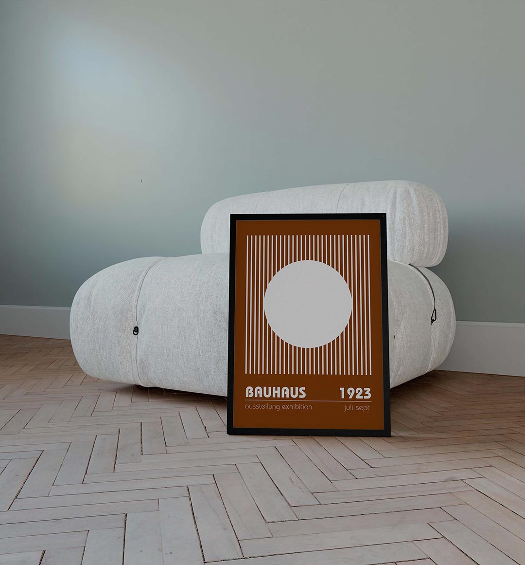 Lijnen en cirkel – geometrische poster in Bauhaus-stijl van WallArtistic
