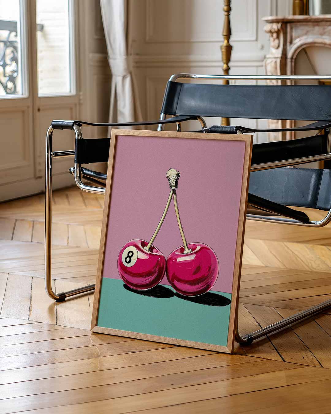 Speelse Kersen – zomerse wandkunst als portret poster