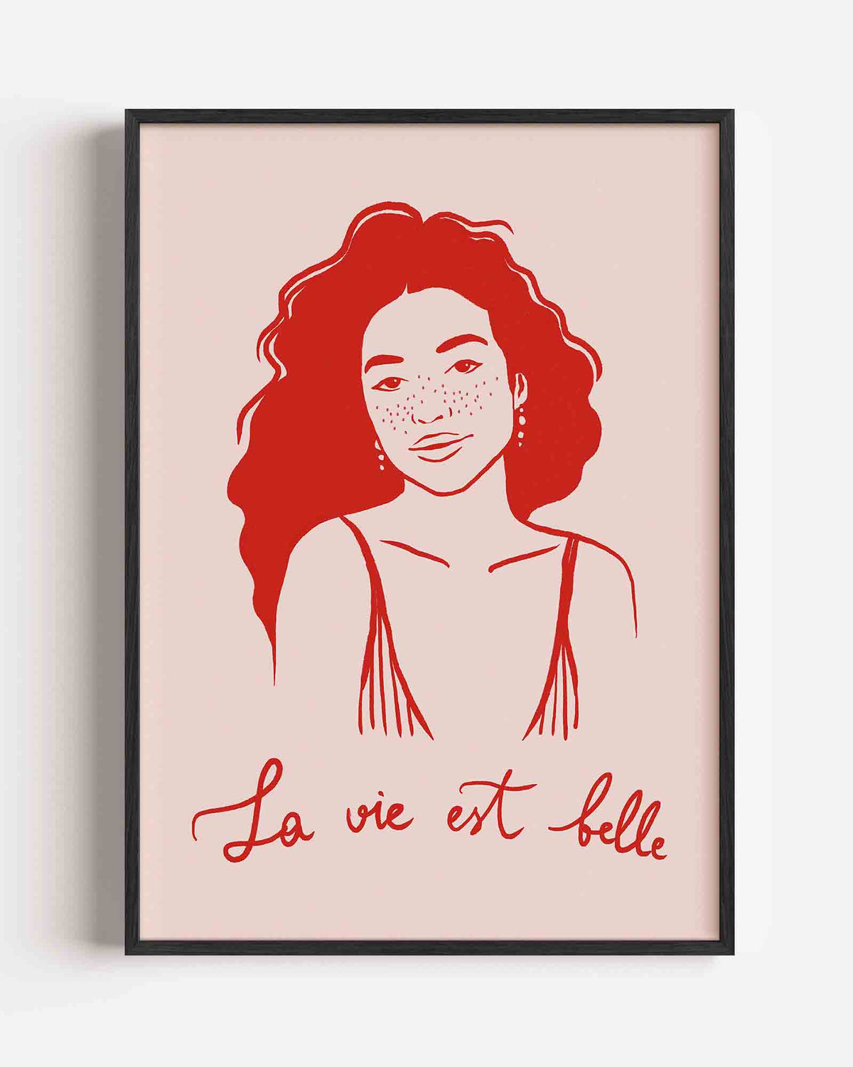 Vrouw met rode tekst – vrouwelijk portret als staande poster