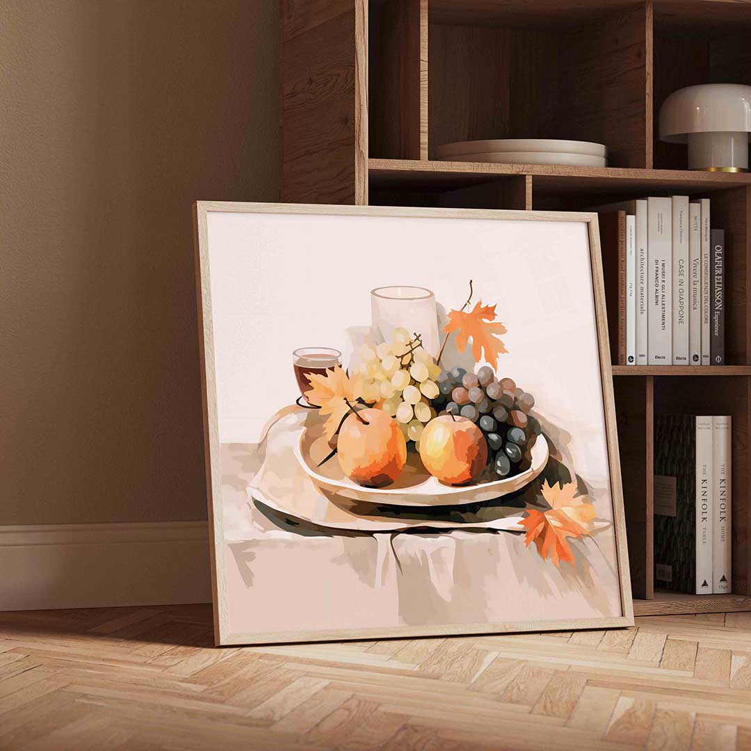 Fruit en bladeren – moderne wandkunst met kleur en vormen als poster