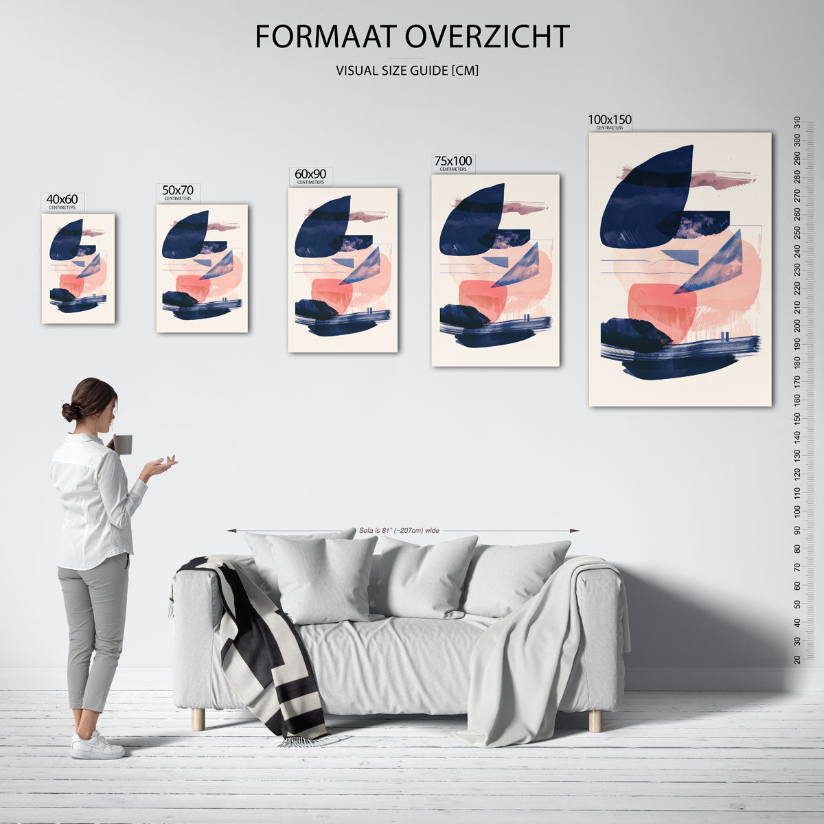 Organische vormen compositie – staand wanddecoratie kunstwerk