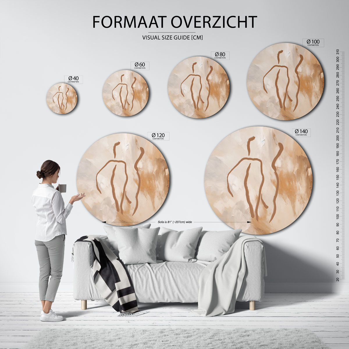 Abstracte figuren – abstracte wandkunst als muurcirkel van WallArtistic
