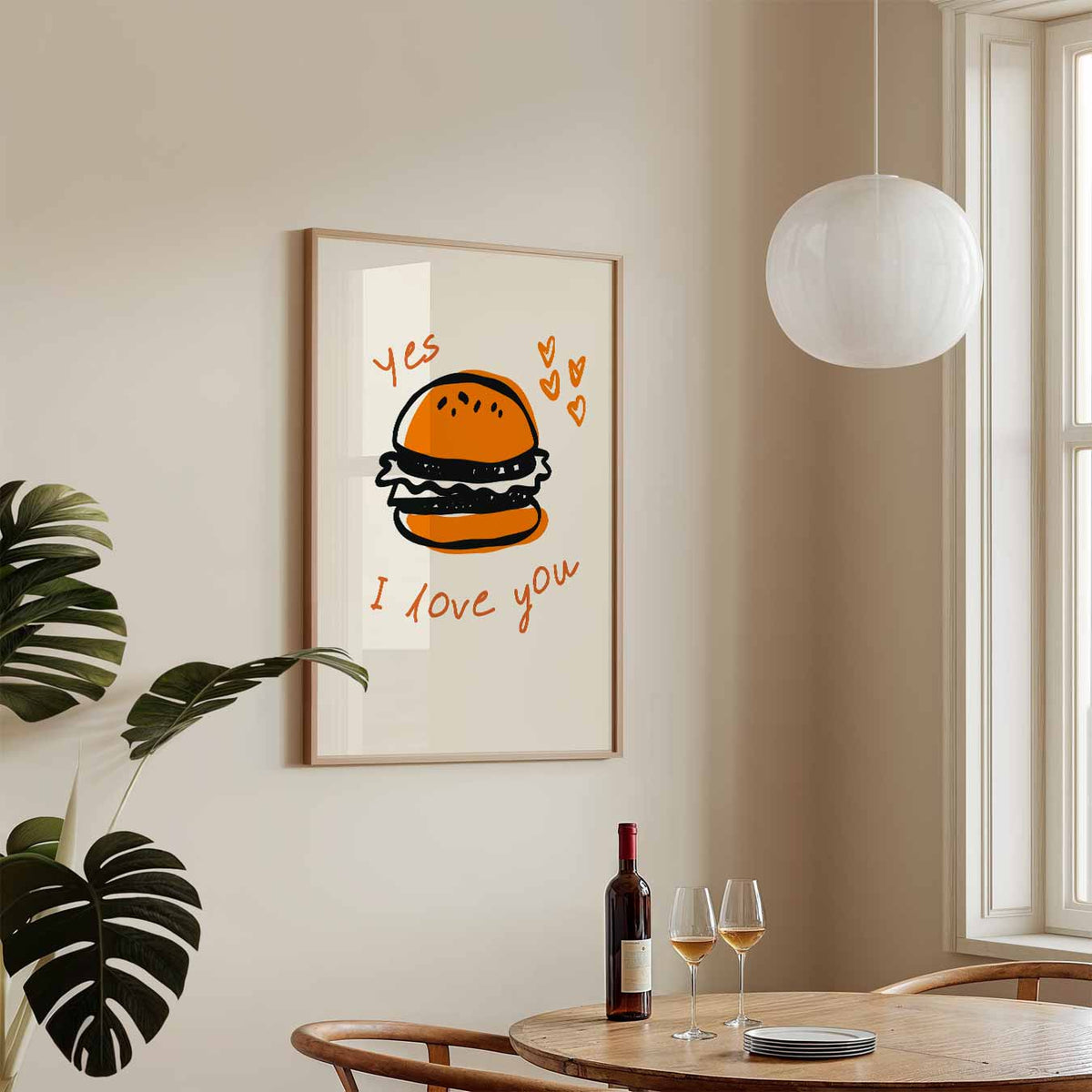 Liefdevolle Burger – keukenposter in staand formaat