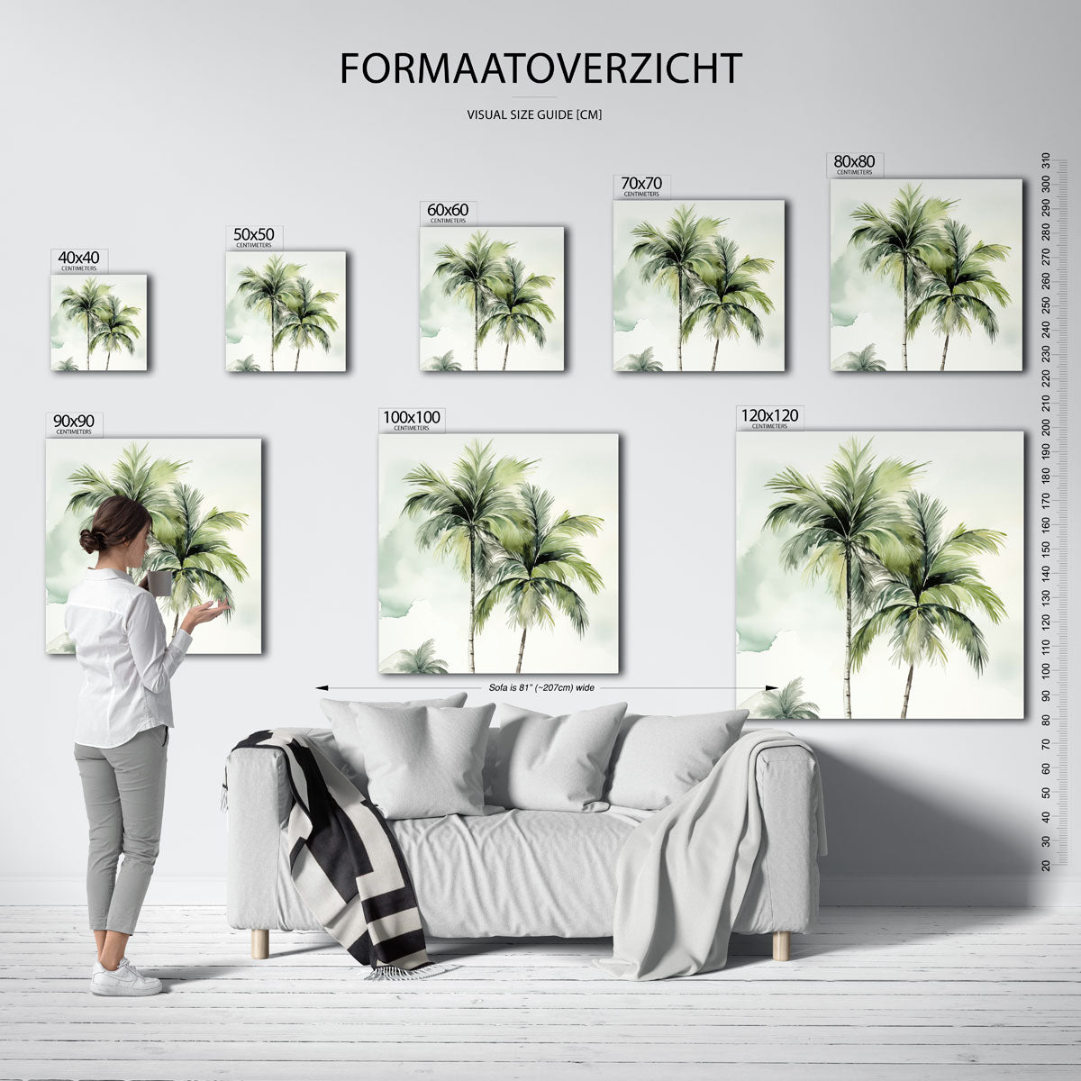 Tropische palmbomen – vierkante jungle wanddecoratie van WallArtistic