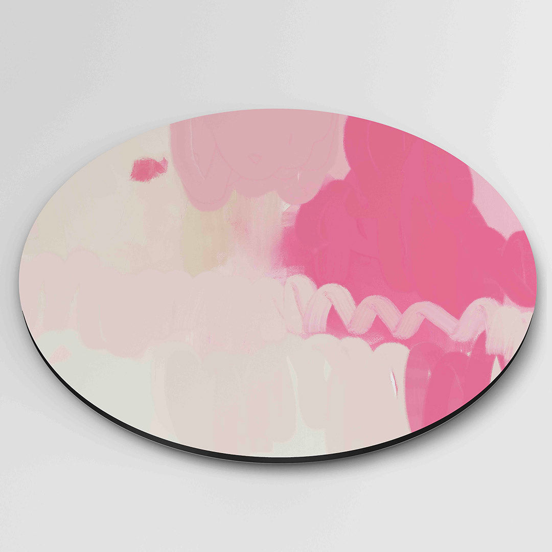 Roze en beige vormen – moderne ronde wanddecoratie van WallArtistic