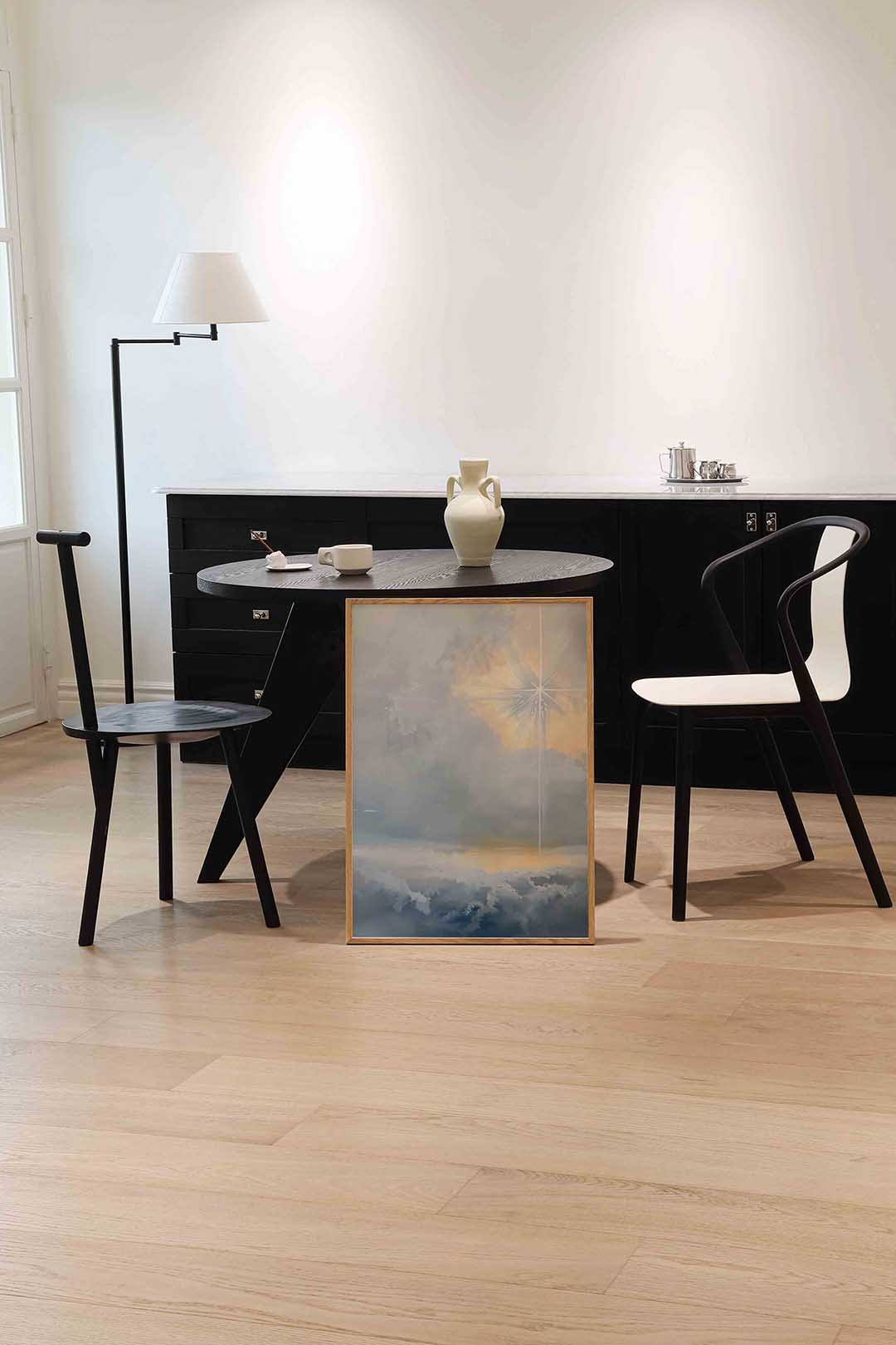 Stralen in wolken – abstracte wandkunst als portret poster
