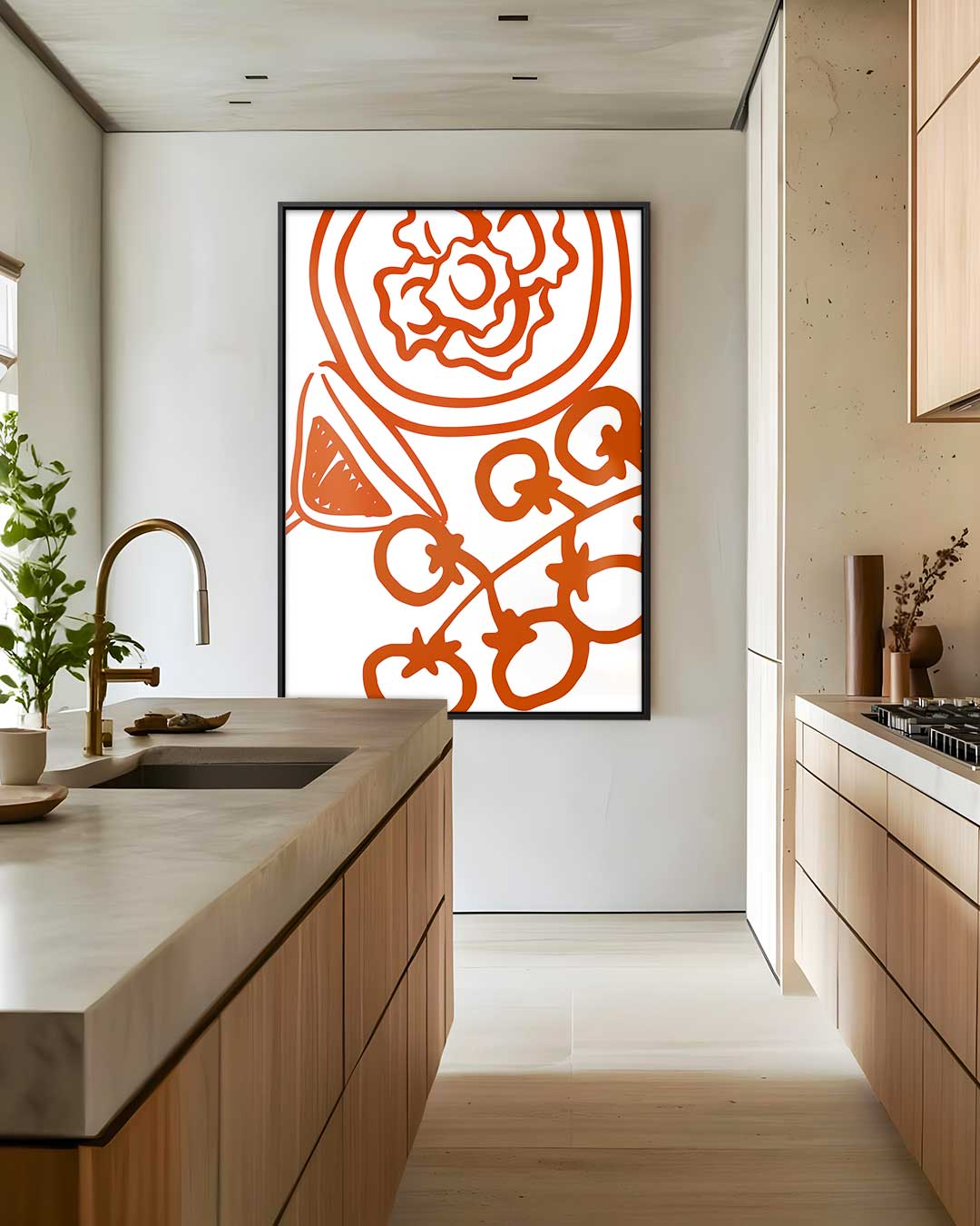 Tomaat en Vormen Illustratie – staand kunstwerk voor modern interieur