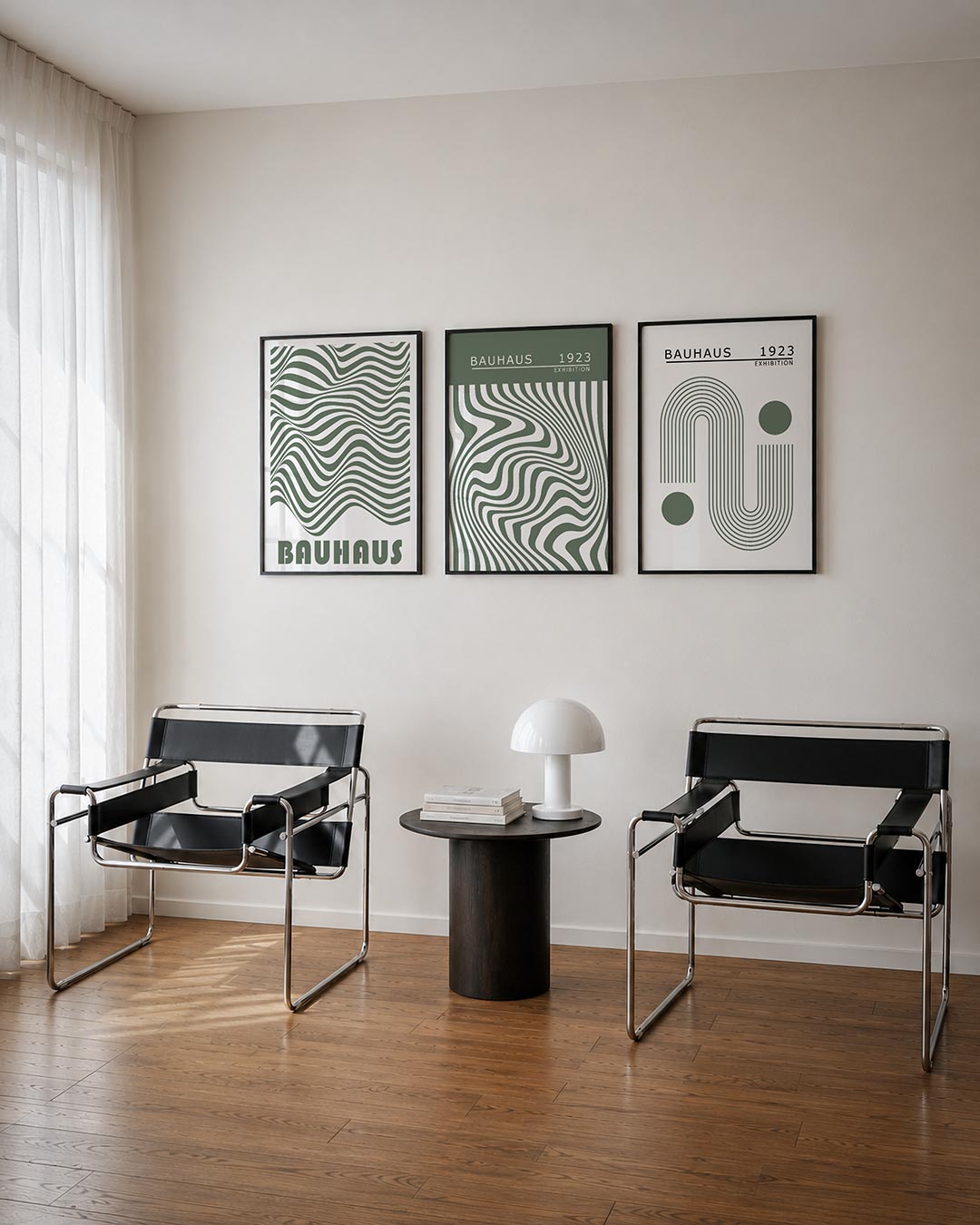 Golvend lijnenspel posterset – tweede productweergave – deze posterset toont een dynamisch lijnenspel met golvende patronen