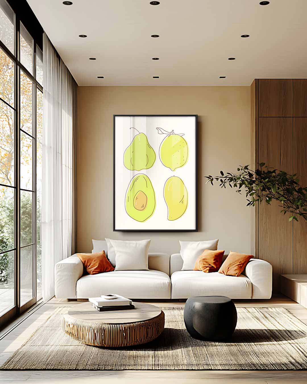 Fruitige Illustratie van Vruchten – plexiglas wanddecoratie in portret formaat