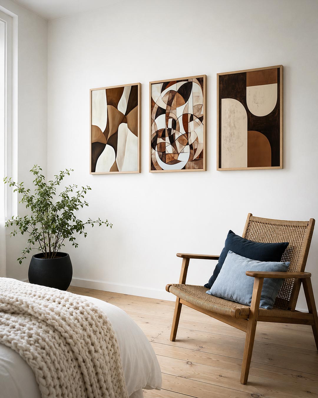 Vloeiende vormen posterset – detailweergave – deze posterset in drie delen toont een spel van vloeiende