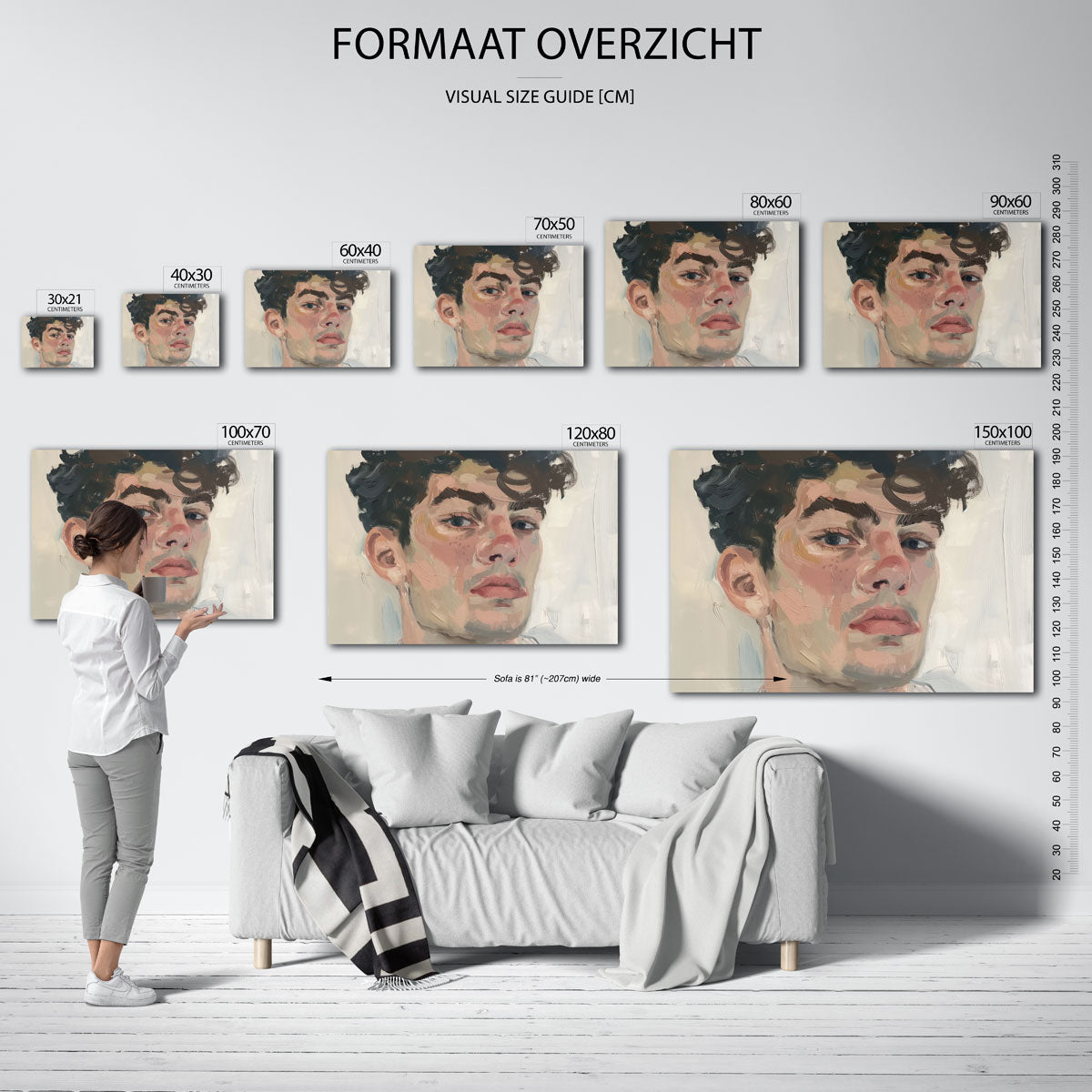 Portret van een persoon – landscape muurposter met eigentijdse illustratie