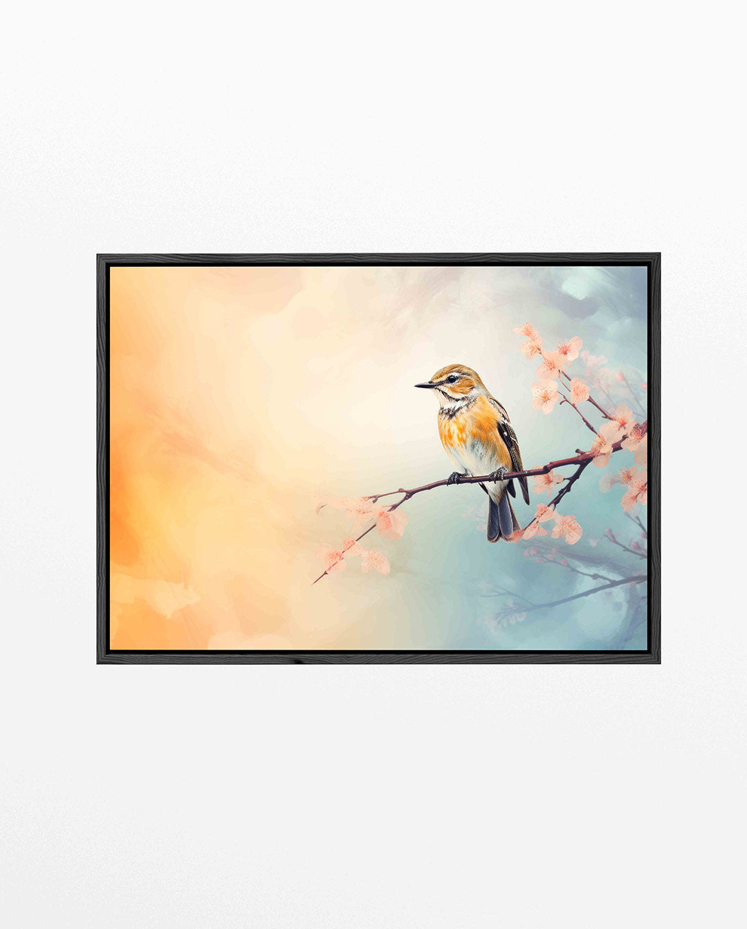 Vogeltje op tak – liggend wanddecoratie kunstwerk