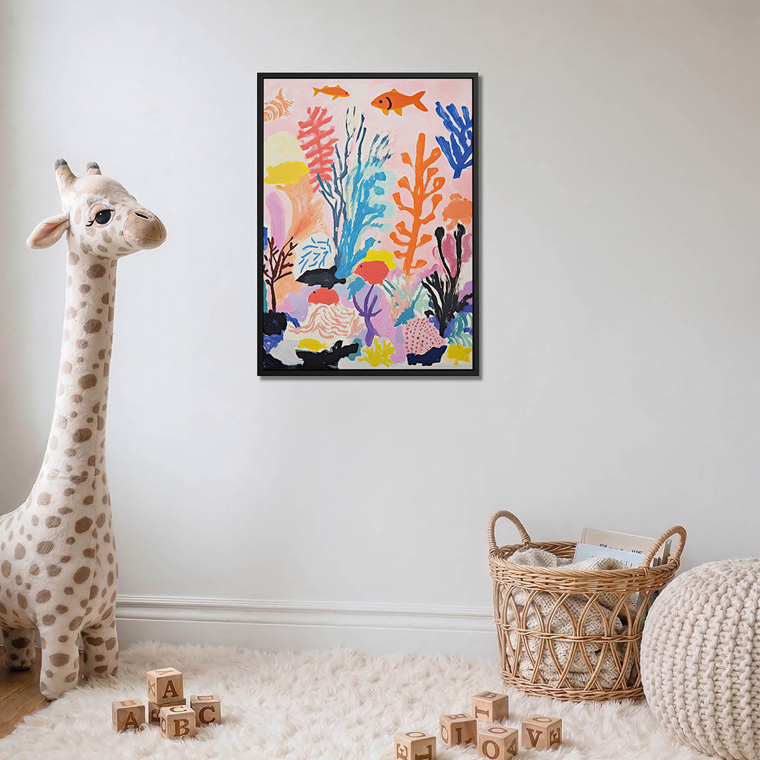 Vrolijke onderwaterwereld – moderne staande wandkunst