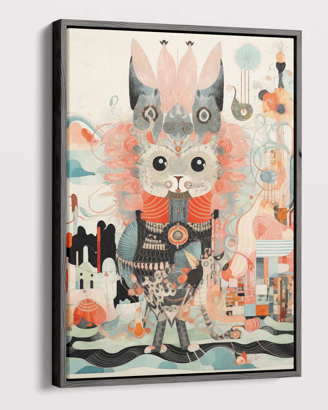 Magische Kat Avontuur – canvas wanddecoratie in portret formaat